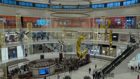 Shoppers-walk-in-multi-floor-atrium-of-Dubai-retail-shopping-mall