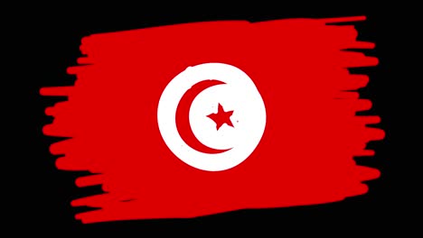 Animated-self-drawing-Tunisian-flag-in-line-art,-with-lines-forming-the-flag-outline-against-a-black-background