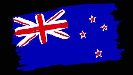 Animated-self-drawing-New-Zealand-flag-in-line-art,-lines-forming-the-flag-outline-against-a-black-background