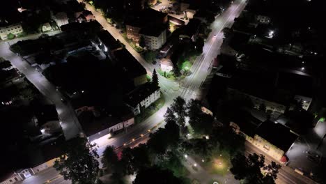 Drone-Night-View-of-Intersection-in-Gura-Humorulu