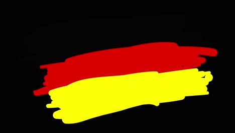 Animated-self-drawing-German-flag-line-art,-with-lines-forming-the-flag-outline-against-a-black-background