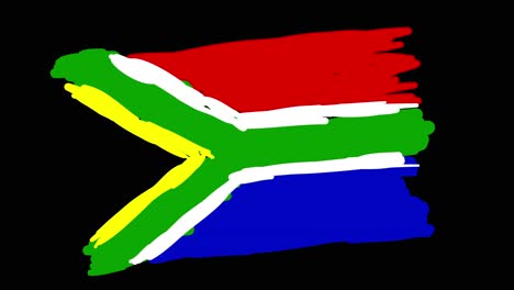 Animated-self-drawing-South-African-flag-in-line-art,-lines-forming-the-flag-outline-against-a-black-background