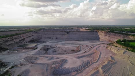 Aerial-shot-of-the-Thornton-mine,-one-of-the-largest-aggregate-mines-in-the-world-located-in-Thornton,-Illinois,-just-south-of-Chicago,-USA