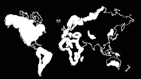 Mapa-Del-Mundo-Animado-Con-Líneas-Que-Forman-Un-Mapa-2D-Y-Lo-Rellenan-Con-Un-Contorno-Blanco-Sobre-Un-Fondo-Negro,-Concepto-De-Conectividad-Global-Y-Diseño-Moderno