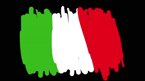 Animated-self-drawing-Italian-flag-line-art,-with-lines-forming-the-flag-outline-against-a-black-background