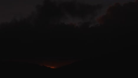 Dense-clouds-moving-at-sunset,-Guadeloupe.-Timelapse