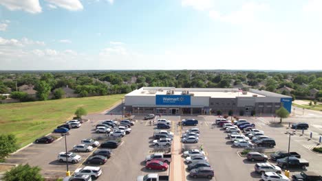 Aerial-footage-of-Walmart-storefront-in-Denton-Texas