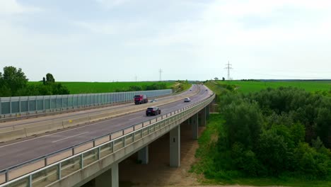 Aerial-View-Of-Autobahn-Motorway---Drone-Shot