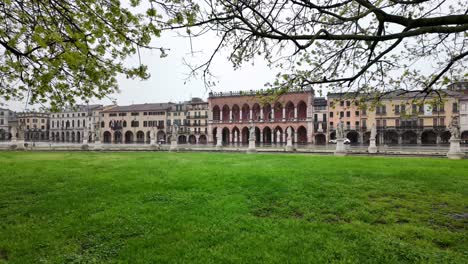 Padua-north-Italy-ancient-city-cityscape-view,-day-time-Europe-buildings-park