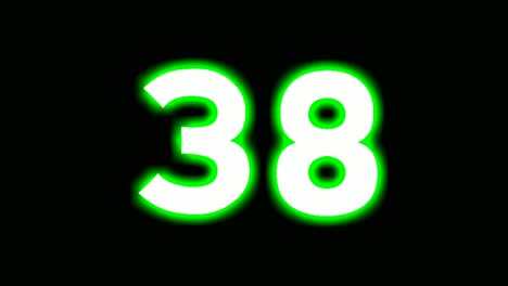 Neon-number-38-sign-symbol-modern-animation-motion-graphics-flicking-on-black-background,green-color-glowing-and-shining-for-video-elements