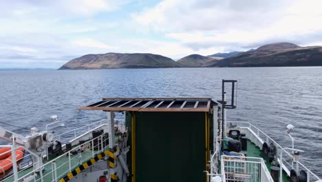 Traveling-over-ocean-on-Scottish-Calmac-ferry-to-Isle-of-Arran-in-Firth-of-Clyde-in-Scotland-UK