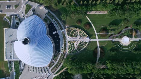 Static-Drone-Shot-Overhead-of-The-Leaf-Conservatory-Showing-Walkways-and-Paths