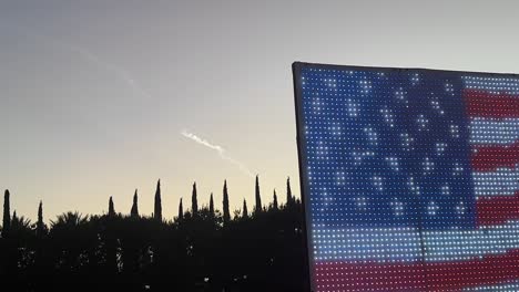 USA-Patriotic-SpaceX-Falcon-9-Rocket-Launch-Seen-From-A-Neighborhood-Park-In-Irvine,-Orange-County,-California