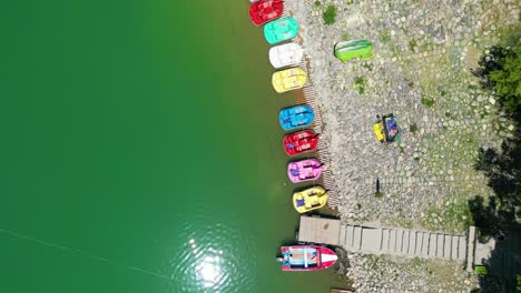 Aerial-View-of-Lake-Landscape-in-Kabul-Afghanistan,-Blue-sky