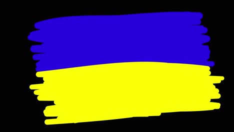 Animated-self-drawing-Ukrainian-flag-in-line-art,-with-lines-forming-the-flag-outline-against-a-black-background-alpha-channel-mode-overlay,-this-animation-represents-national-pride-and-identity