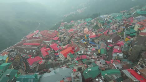 Vista-Aérea-De-La-Estación-De-Montaña-De-Shimla,-Calle-Comercial