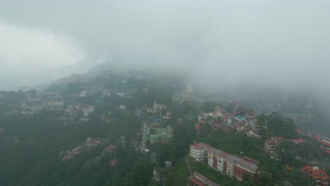 Vista-Aérea-De-La-Estación-De-Montaña-De-Shimla,-Calle-Comercial