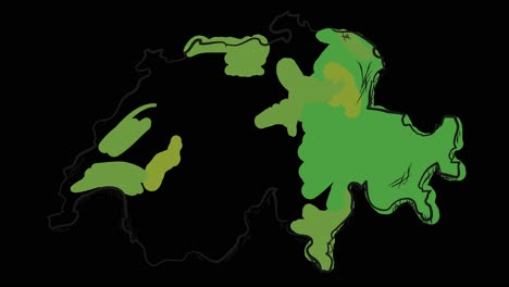 Animated-self-drawing-Swiss-map-in-line-art,-lines-forming-the-map-outline-against-a-black-background-alpha-channel-mode-overlay,-this-animation-represents-national-pride-and-identity