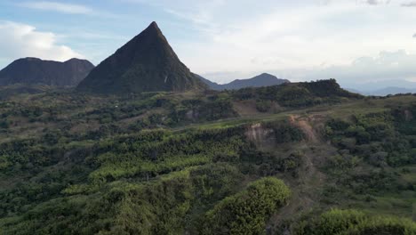 Nature-aerial-view-of-Cerro-Tusa-sharp-mountain-peak-in-Colombia