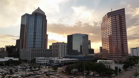 Downtown-Tampa-skyline-featuring-skyscrapers-during-sunset