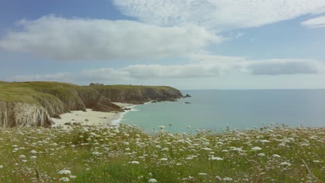 Weite-Aufnahme-Der-Felsigen-Küste-Der-Bretagne-Bei-Sonnigem-Wetter