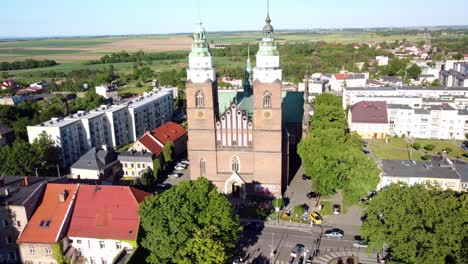 Church-of-the-Nativity-of-the-Blessed-Virgin-Mary---Gothic-Brick-Church-In-Głubczyce,-Opole-Voivodeship,-Poland