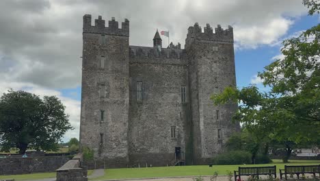 Stone-Tower-House-and-grounds-of-medieval-Bunratty-Castle-in-Ireland