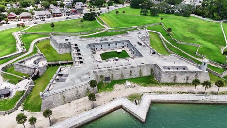 Close-up-static-drone-shot-of-Castillo-de-San-Marcos