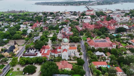 Drohnenaufnahme-Der-Innenstadt-Von-St.-Augustine,-Florida