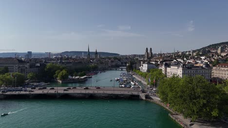 Zürich,-Limmat,-Stadt,-Altstadt,-Aussicht,-Geschäft,-Täglich,-Natursee,-Boote,-Schwimmen,-Segeln