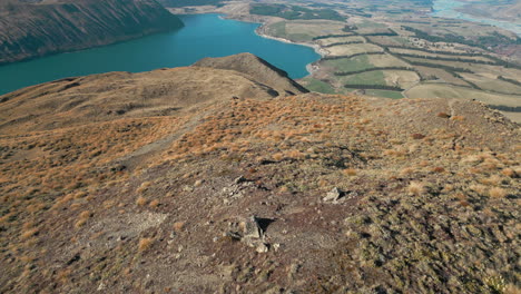 Scenic-New-Zealand-Mountain-Range-With-Drone-Sweeping-Down-To-Reveal-Lake-Coleridge-4K-60FPS