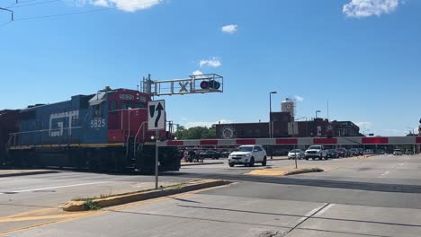 Large-Train-Crossing-through-town