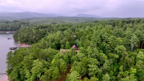 table-rock-mountain-nc-flying-over-lake-james-aerial-push-in