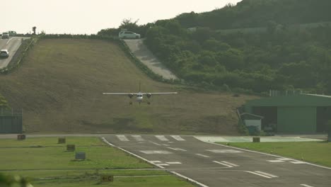 Shot-of-an-airplane-landing-at-saint-Barthelemy-island-in-Saint-Martin