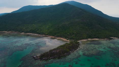 reverse-dolly-aerial-view-of-Annora-Beach,-Karimunjawa,-Central-Java,-Indonesia