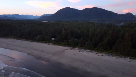 Aerial-Drone-Shot-Coast-Of-Tofino-On-Vancouver-Island-In-West-Canada