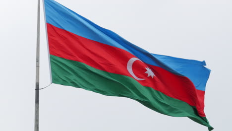 Slow-Motion-Close-Up-National-Flag-of-Azerbaijan-Waving-in-the-Wind