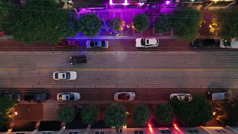 Traffic-on-party-street-in-downtown-of-Fort-Lauderdale,-Florida