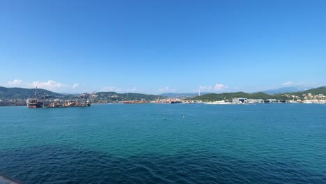 Slow-moving-shot-of-the-port-of-La-Spezia,-Italy