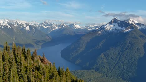 Scenic-Lake-surrounded-by-Mountains-and-trees