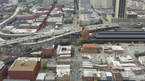 Flying-towards-Richmond's-iconic-landmark-Clock-Tower-passing-over-Shockoe-Bottom