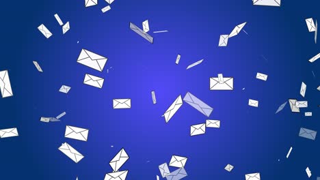 Letter-mail-postal-envelope-floating-falling-disappear-3D-animation-on-gradient-background-stationary-visual-delivery-digital-design-abstract-dynamic-colour-blue-navy