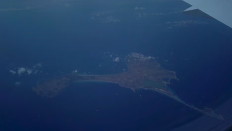 A-shot-from-a-plane-of-the-Formentera-island,-Spain