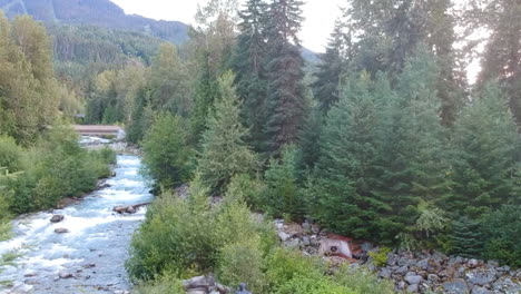 Aerial-rise-over-private-residential-meditation-park-for-employees-of-Whistler-BC