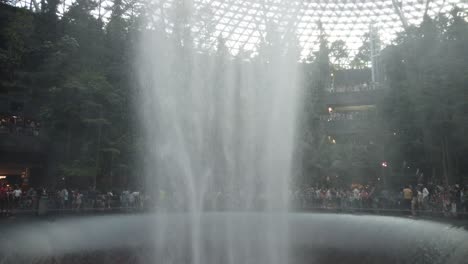 Largest-indoor-waterfall-at-Jewel,-Changi-Airport