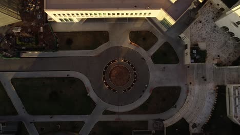 Aerial-view-of-an-exterior-of-a-school---campus,-top-down-view