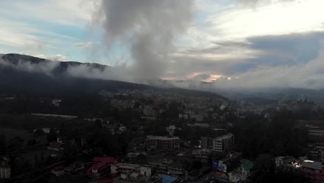 Aerial-hyper-lapse-of-city-in-the-hills