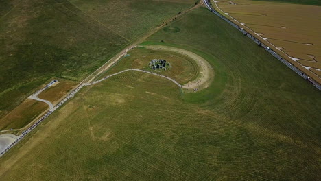 Monumento-Histórico-De-Stonehenge-En-Inglaterra,-Vista-Aérea