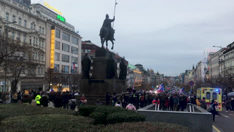 Demonstration-on-17th-November,Prague,Czechia.Lockdown,Velvet-revolution,Wenceslas-square