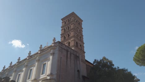 Exterior-of-basilica-dei-Santi-Bonifacio-e-Alessio-in-Aventine,-a-district-in-Rome